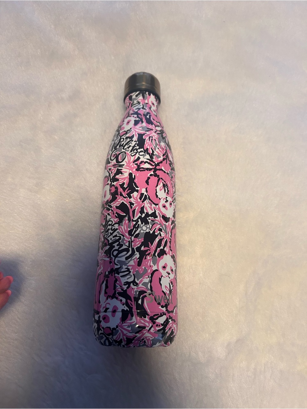 Lilly Pulitzer Pink Black Floral Stainless Steel Water Bottle